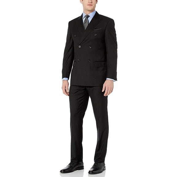 Adam Baker Designed, Men's 2-Piece Double Breasted Suit - Black - 48L