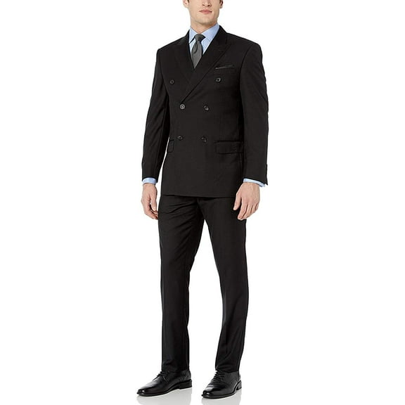 Adam Baker Designed, Men's 2-Piece Double Breasted Suit - Black - 50L