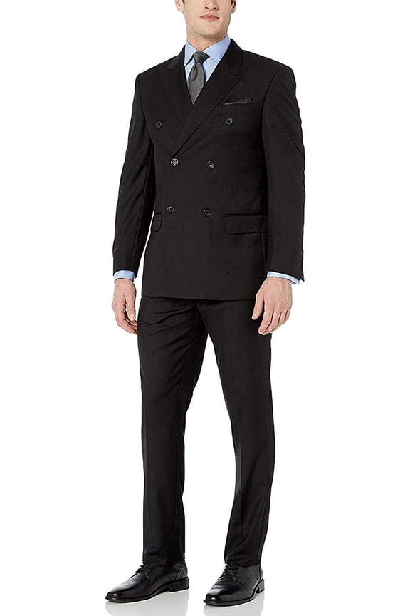 Designed, Men's 2-Piece Double Breasted Suit - Black - 52L