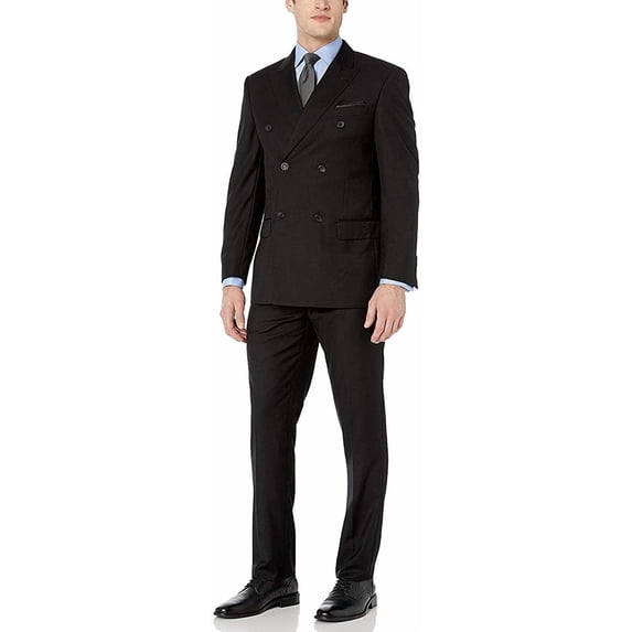 Adam Baker Designed, Men's 2-Piece Double Breasted Suit - Black - 56R