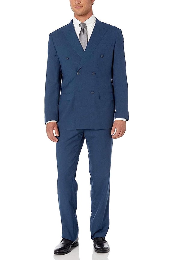 Designed, Men's 2-Piece Double Breasted Suit - Blue - 38S