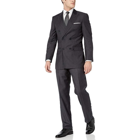 Adam Baker Designed, Men's 2-Piece Double Breasted Suit - Charcoal - 34S
