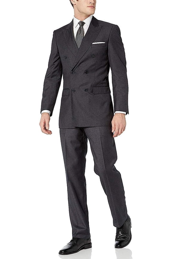 Designed, Men's 2-Piece Double Breasted Suit - Charcoal - 52L