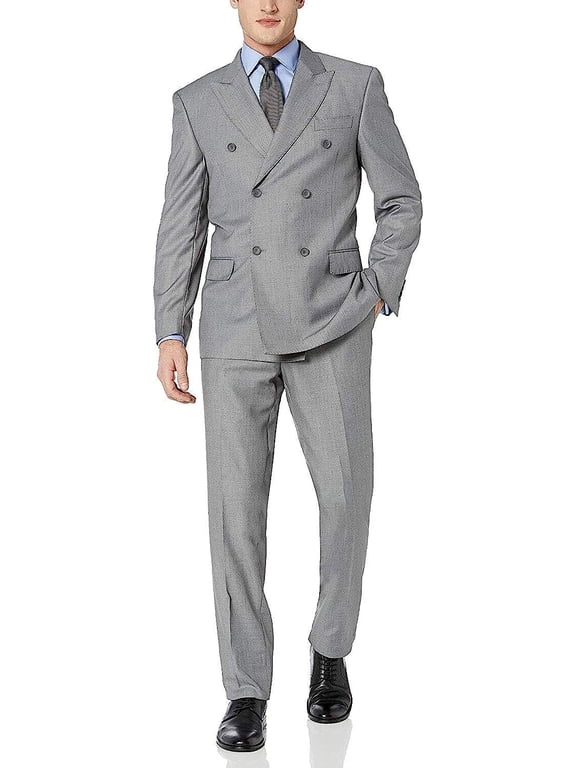Designed, Men's 2-Piece Double Breasted Suit - Light Grey - 42S