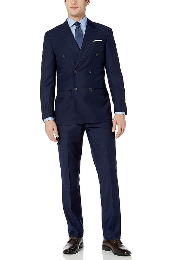 Designed, Men's 2-Piece Double Breasted Suit - Navy - 52R