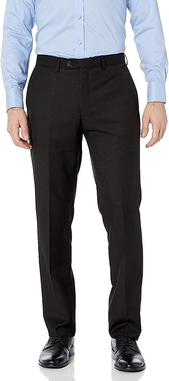 Adam Baker Designed, Men's 61301 SlimFit FlatFront Dress Pants, Black