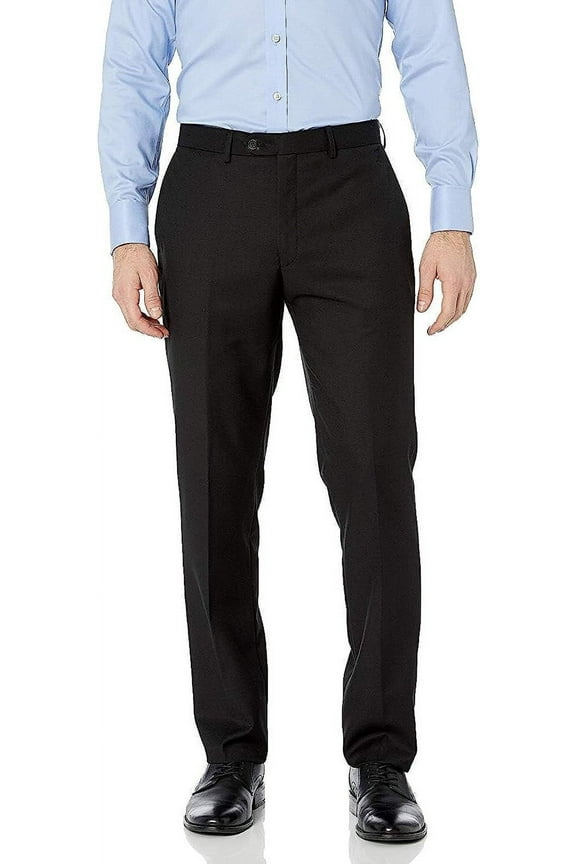 Designed, Men's 61301 Slim-Fit Flat-Front Dress Pants, Black, 30x34