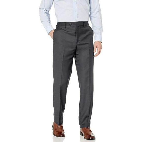 Adam Baker Designed, Men's 61302 Slim-Fit Flat-Front Dress Pants, Grey, 32x34