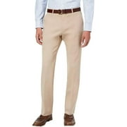 Adam Baker Designed, Mens 61328 Slim-Fit Flat-Front Dress Pants, Tan, 32x30