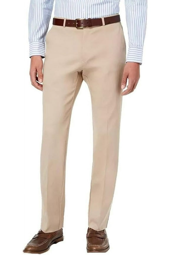 Designed, Men's 61328 Slim-Fit Flat-Front Dress Pants, Tan, 32x34