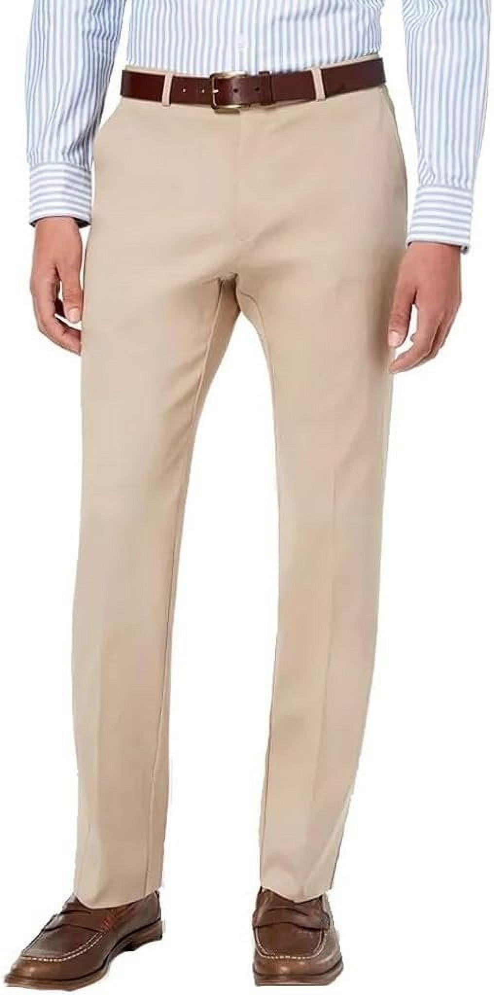 Men's Tan Flat Front Dress Pant Modern Fit - Perfect for Every Day! main image 1