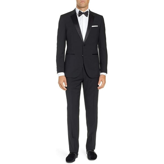 Adam Baker Designed, Men's Modern Fit Two Button Notch Lapel Two-Piece Tuxedo - Black - 44XL