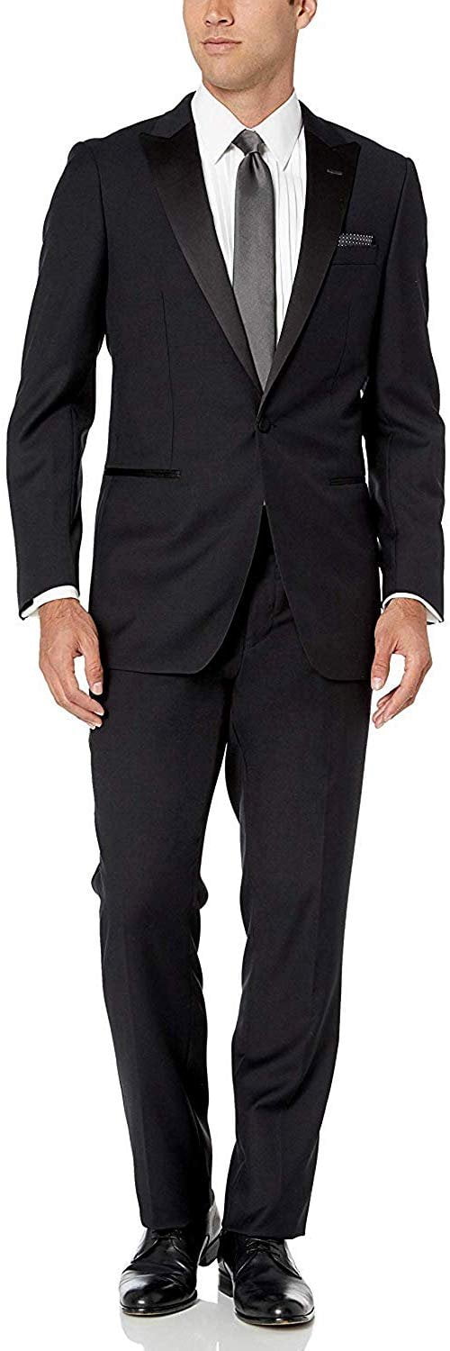 Men'S Two Toned Lapel Enzo 1-Button Side Vents Solid Tuxedo Grey main image 1