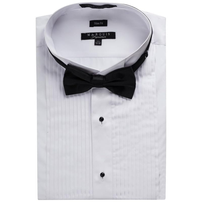 Men's Tuxedo Shirt Wing Tip Collar Formal Slim Fit Dress Shirt for Prom — free download