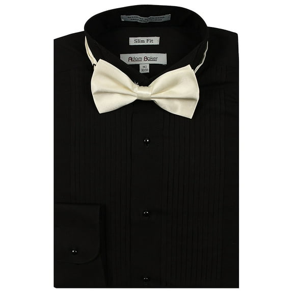 Adam Baker Men’s 1943 Wingtip Collar Slim Fit Formal Tuxedo Shirt - Black - 14.5 2-3