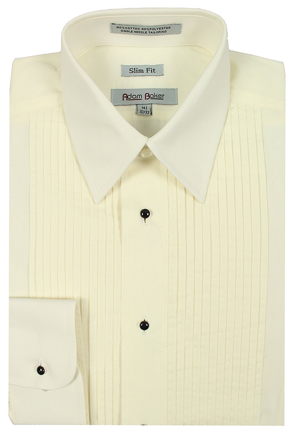Adam Baker Men's 1944 Slim Fit Laydown Collar Convertible Cuff Tuxedo Shirt - Cream - 14.5 2-3 - image 1 of 1