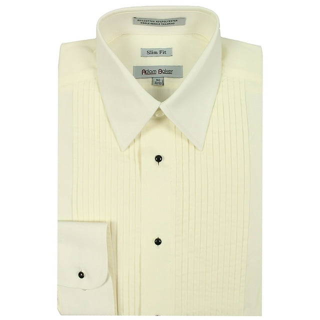 Adam Baker Men's 1944 Slim Fit Laydown Collar Convertible Cuff Tuxedo Shirt - Cream - 14.5 2-3