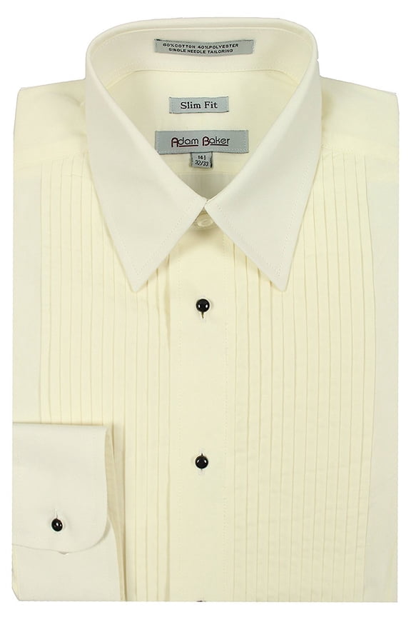 Men's 1944 Slim Fit Laydown Collar Convertible Cuff Tuxedo Shirt - Cream - 18 2-3