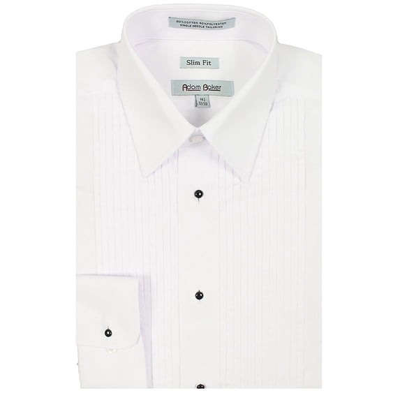 Adam Baker Men's 1944 Slim Fit Laydown Collar Convertible Cuff Tuxedo Shirt - White - 15 2-3