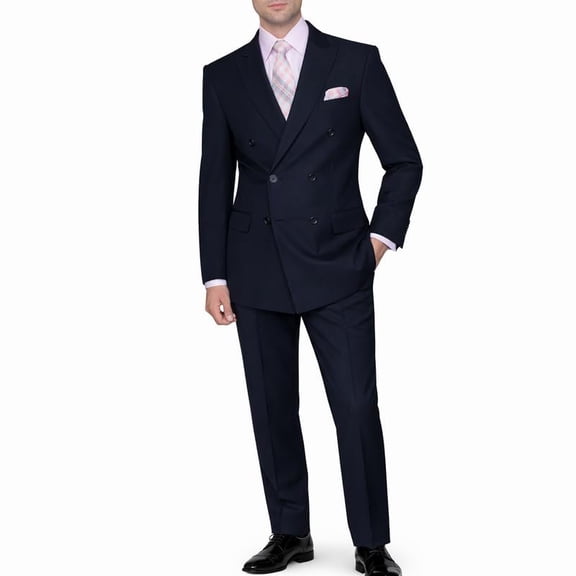 Adam Baker Men's 2-Piece Suit Set - Double Breasted, Modern Fit, Wool Blend, Includes Jacket and Pants
