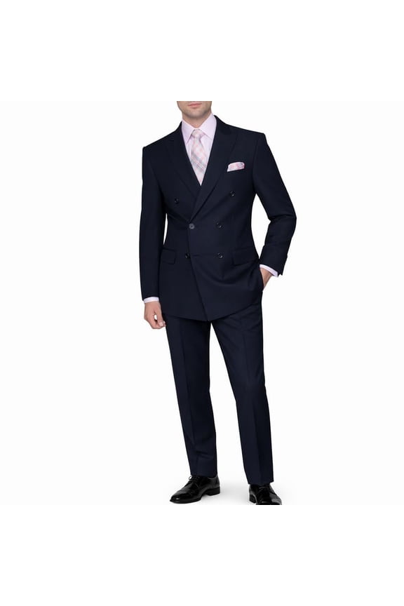 Men's 2-Piece Suit Set - Double Breasted, Modern Fit, Wool Blend, Includes Jacket and Pants