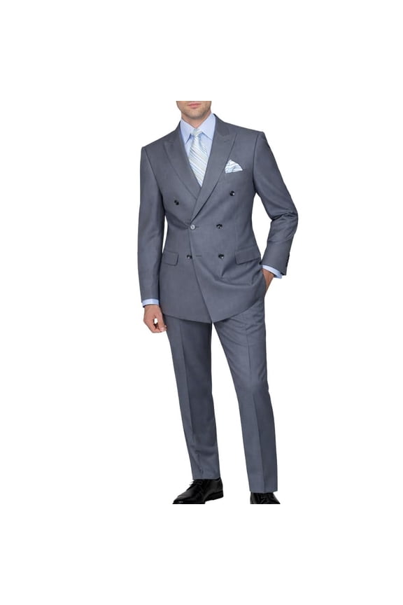 Men's 2-Piece Suit Set - Double Breasted, Modern Fit, Wool Blend, Includes Jacket and Pants