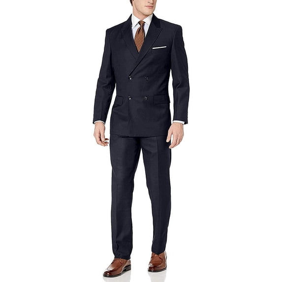 Adam Baker Men's 2-Piece Wool Blend Double Breasted Solid Dress Suit