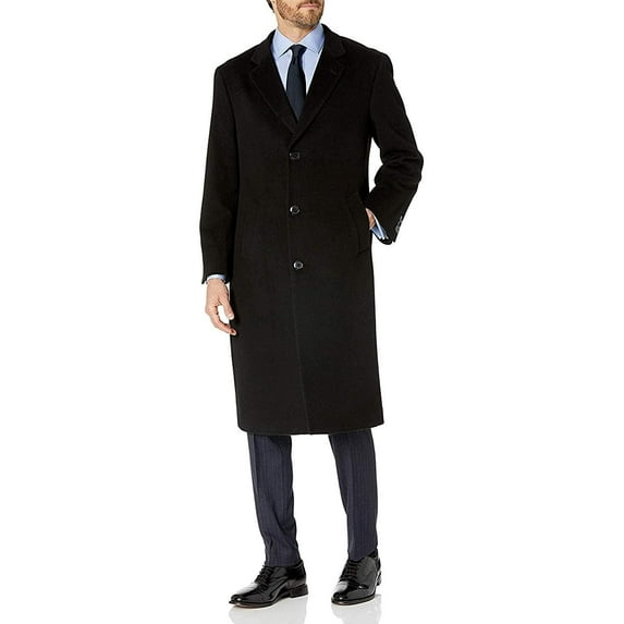 Adam Baker Men's Topcoat, Single Breasted Luxury Wool Full Length Topcoat for Men