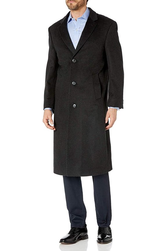 Men's Topcoat, Single Breasted Luxury Wool Full Length Topcoat for Men