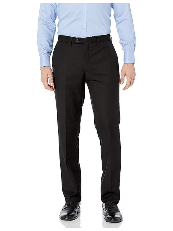 Men's Slim-Fit Flat-Front 100% Wool Dress Pants - Colors