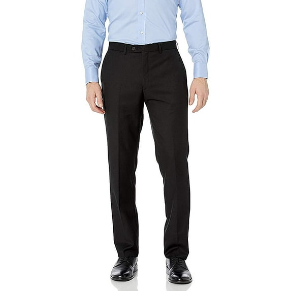 Adam Baker Men's Slim-Fit Flat-Front 100% Wool Dress Pants - Colors