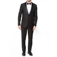 thumbnail image 1 of Adam Baker Men's 9-3401 Slim Fit One Button Satin Shawl Collar Tuxedo Suit - Black - 36 Regular, 1 of 7