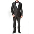 thumbnail image 1 of Adam Baker Men's 9-3402 Slim Fit One Button Satin Shawl Collar Tuxedo Suit - Charcoal - 40 Regular, 1 of 8
