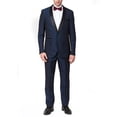 thumbnail image 1 of Adam Baker Men's 9-3403 Slim Fit One Button Satin Shawl Collar Tuxedo Suit - Navy - 36 Regular, 1 of 9