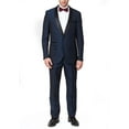 thumbnail image 1 of Adam Baker Men's 9-3403 Slim Fit One Button Satin Shawl Collar Tuxedo Suit - Navy - 40 Regular, 1 of 9