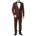 thumbnail image 1 of Adam Baker Men's 9-3409 Slim Fit One Button Satin Shawl Collar Tuxedo Suit - Burgundy - 34 Short, 1 of 4