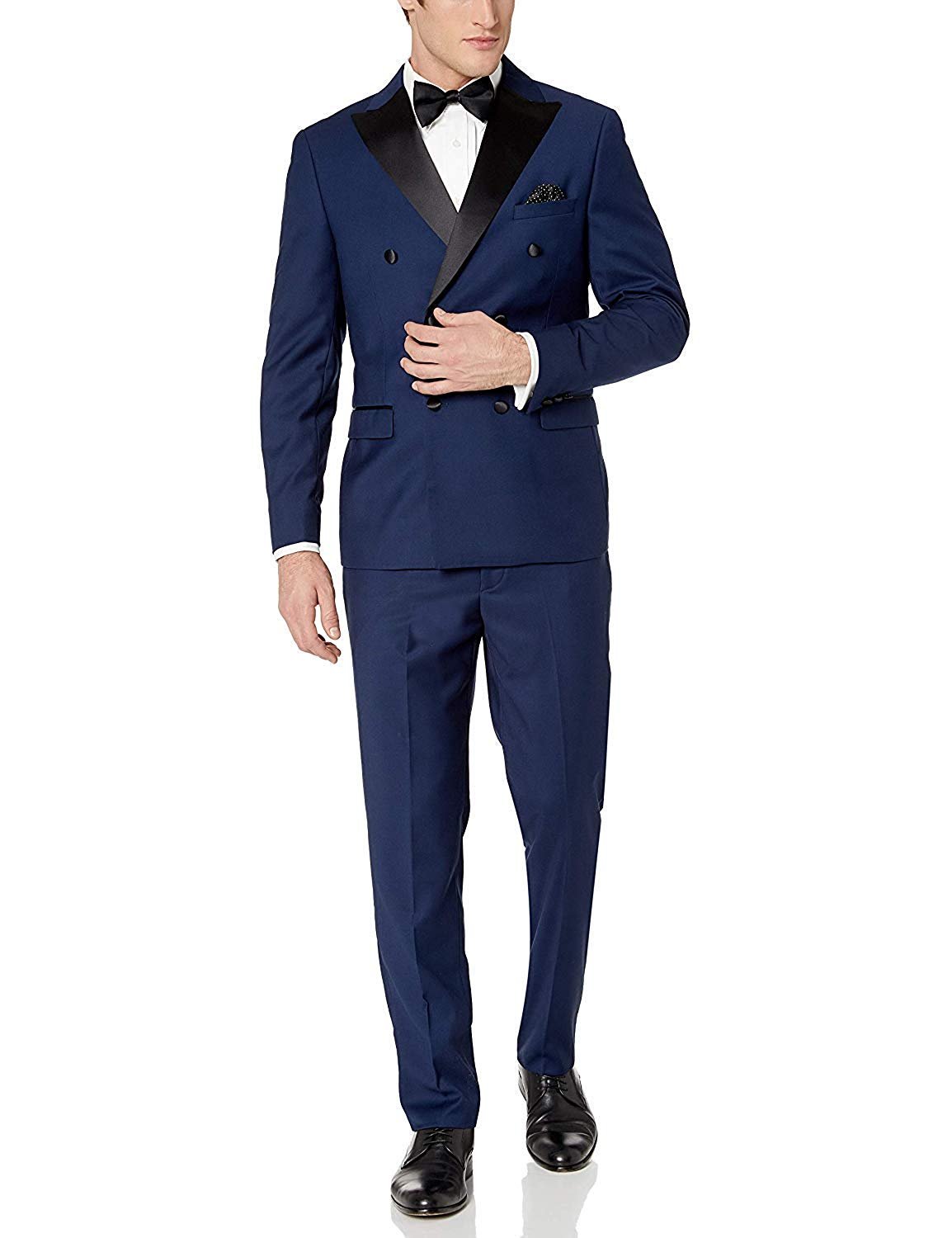 Adam Baker Men's 91003 Regular Fit 2-Piece Double Breasted Shawl Collar Tuxedo - Midnight Blue - 34S - image 1 of 10