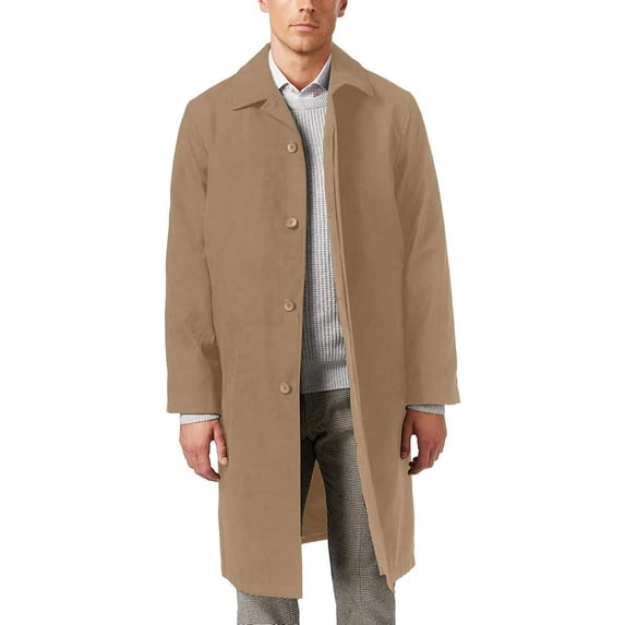 Adam Baker Men's AB901152 Single-Breasted Belted Trench Coat, Classic All Year Round Raincoat - Khaki - 56R