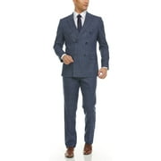 Adam Baker Mens DBS102 Slim Fit Double Breasted 2-Piece Jacket & Pants Suit Set - Blue - 38S