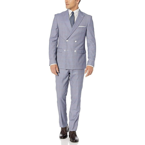 Adam Baker Men's DBS102 Slim Fit Double Breasted 2-Piece Jacket & Pants Suit Set - Grey - 38S