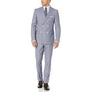 Adam Baker Mens DBS102 Slim Fit Double Breasted 2-Piece Jacket & Pants Suit Set - Grey - 38S