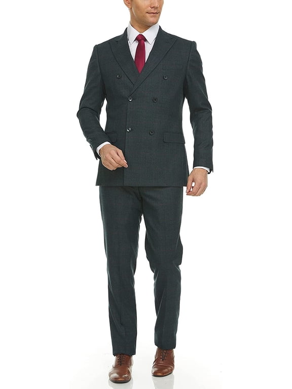 Men's Slim Fit Double Breasted 2-Piece Jacket & Pants Suit Set