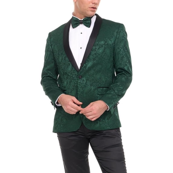 Adam Baker Men's Floral Paisley Shawl Lapel Tuxedo Jacket Matching Bow Tie Included