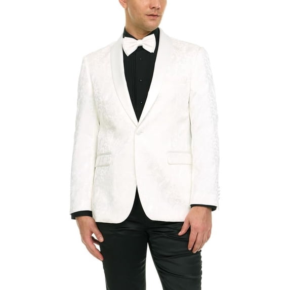 Adam Baker Men's Floral Paisley Shawl Lapel Tuxedo Jacket Matching Bow Tie Included