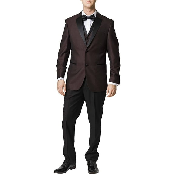 Adam Baker Men's Lot: 65609 3-Piece Slim Fit Tuxedo Set - Burgundy - 36S