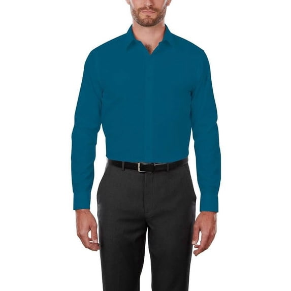 Adam Baker Men's MSH9801 4-Way Stretch Slim Fit Long Sleeve Dress Shirt, Emerald, S