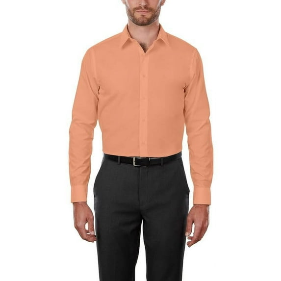 Adam Baker Men's MSH9801 4-Way Stretch Slim Fit Long Sleeve Dress Shirt, Peach, XL