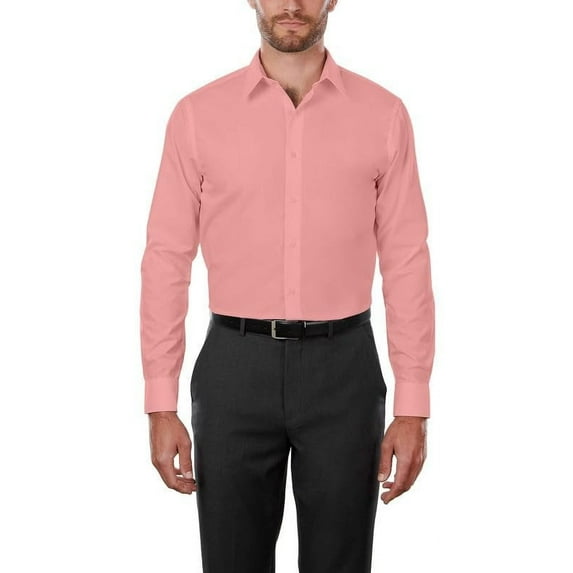 Adam Baker Men's MSH9801 4-Way Stretch Slim Fit Long Sleeve Dress Shirt, Pink, 2XL
