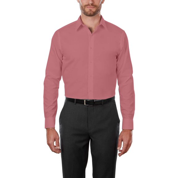 Adam Baker Men's MSH9801 4-Way Stretch Slim Fit Long Sleeve Dress Shirt, Plush, M