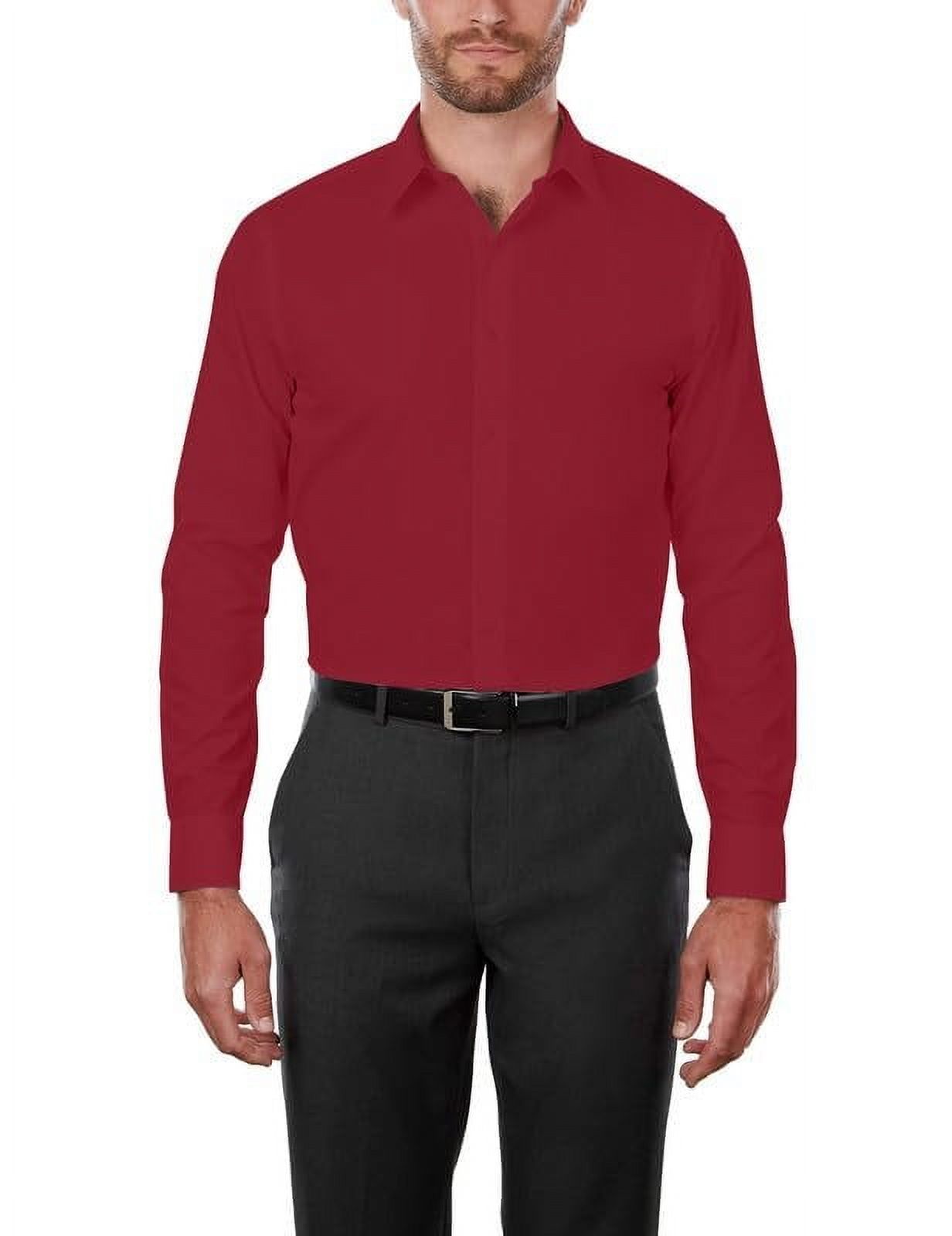 Adam Baker Men's Big Fit Long Sleeve Dress Shirt - Button Cuff, 60% Cotton 40% Polyester, White